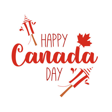 Canada Day Vector Illustration. Happy Canada Day. vector. Unique typography greeting card, decoration. Banner Canada Day first 1st July Holiday icon symbol logos.のイラスト素材