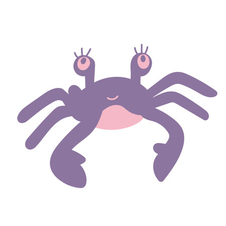 crab character, lifting up claws, isolated on white background. Vector hand drawn cartoon illustration.のイラスト素材