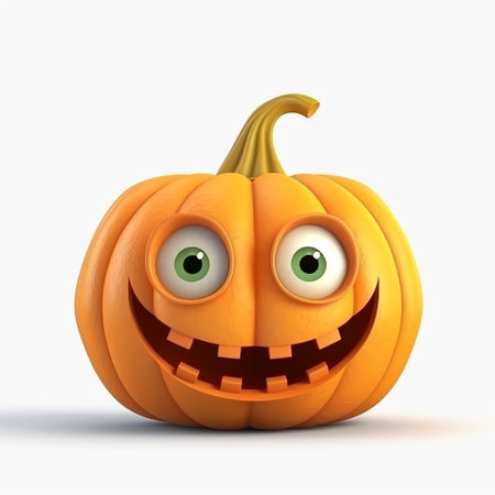 3D pumpkin with a scary smile. Realistic Halloween pumpkinの写真素材