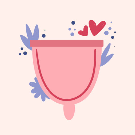 Menstrual cup. Eco protection for woman in critical days. Flat vector illustration.のイラスト素材