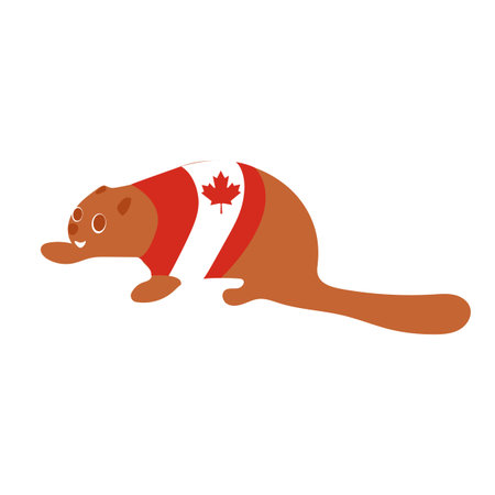 Beaver Cartoon Mascot Character Waving For Greeting. Vector Illustration Isolated On White Backgroundのイラスト素材