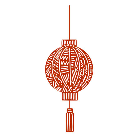 Red hanging lantern Traditional Asian decor. Decorations for the Chinese New Year. Chinese lantern festival.のイラスト素材