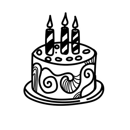 Celebration cake with candles decorated for a festive occasionのイラスト素材