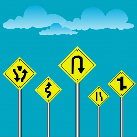 Traffic warning sign on blue skyのイラスト素材