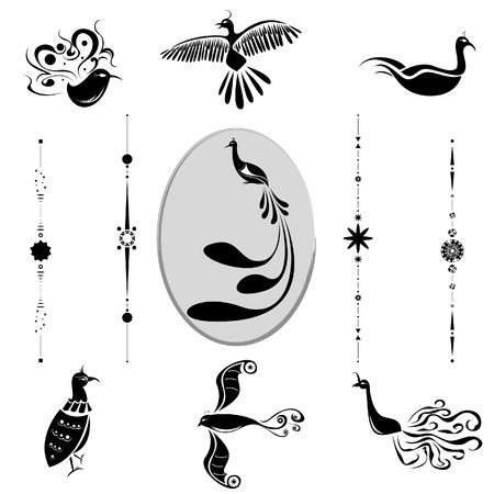 set of tattoo design and calligraphyのイラスト素材
