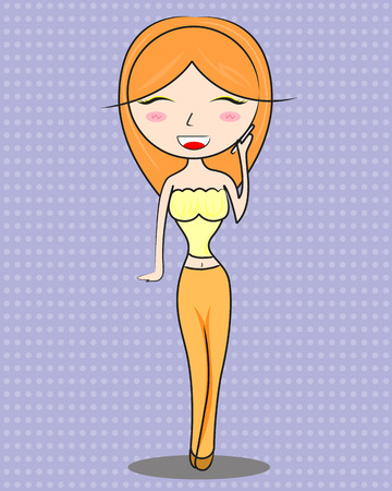 Cartoon girl talking phoneのイラスト素材