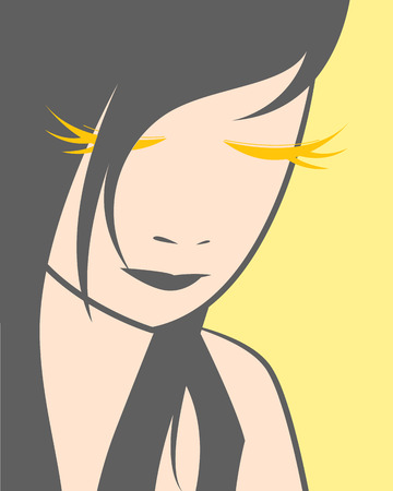 Cartoon girl face vectorのイラスト素材