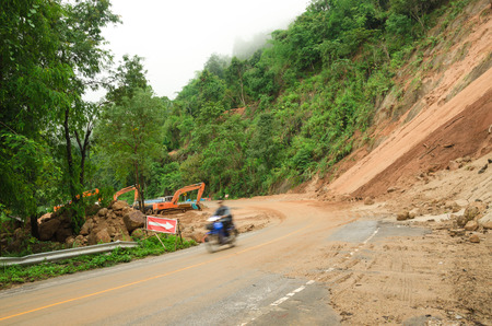 Natural disasters, landslides during the rainy season in Thailand 