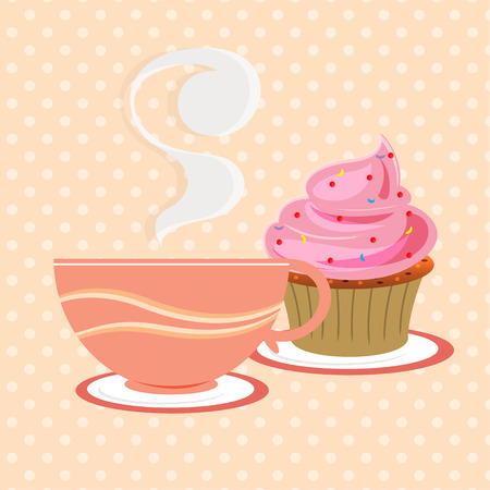 coffee cup and cupcakeのイラスト素材