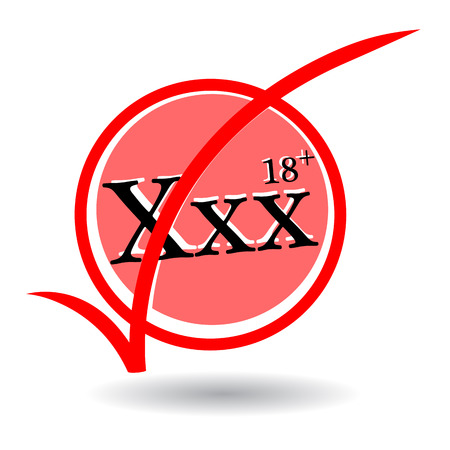 XXX text and eighteen plus icon on white backgroundのイラスト素材