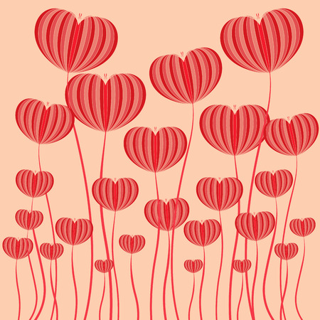 red heart flower vector illustrator backgroundのイラスト素材