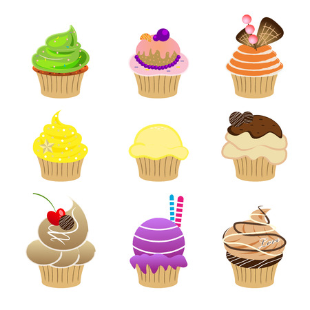  set of cupcake symbol on white background のイラスト素材