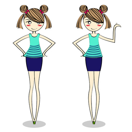 Beautiful lady cartoon in fashionのイラスト素材