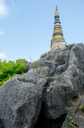 Wat Chalermprakiat at Lampang province, The beauty of  the temple is located on a high mountain. people of Thailand and foreigners came to tourist the temple. they are to walk up the difficulty but trails filled with natural fertility. it is a top of Unseの写真素材