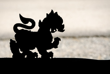 Dragon wood carvingの写真素材