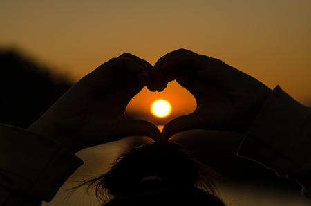 Heart shaped shadow in evening time