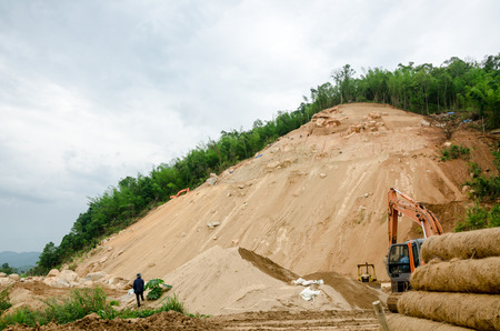 CHIANG RAITHAILAND MAY 25 : Natural disasters landslides during in the rainy season at Mae Suai district on May 25 2015 in Chiang Rai Thailandのeditorial素材