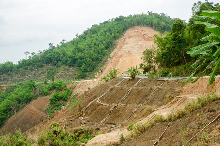 Natural disasters landslides during in the rainy seasonの写真素材