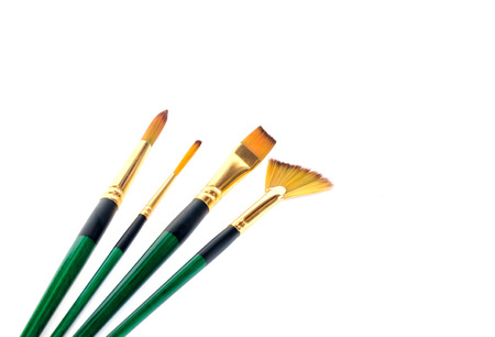 Paint brushes on white backgroundの写真素材