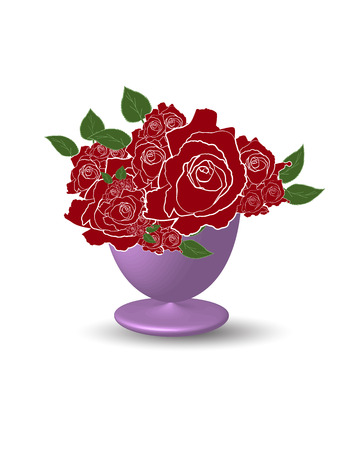 rose flower on vase on white isolatedのイラスト素材