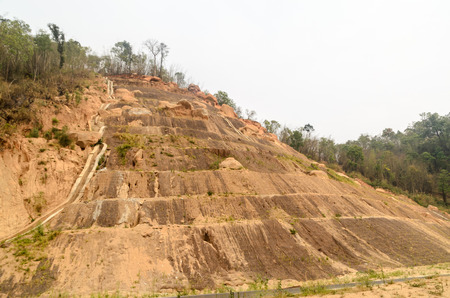 Soil erosion surface,landslide on mountain in Thailand