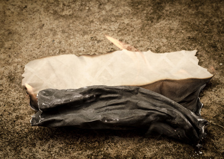 burning old paper sheetの写真素材