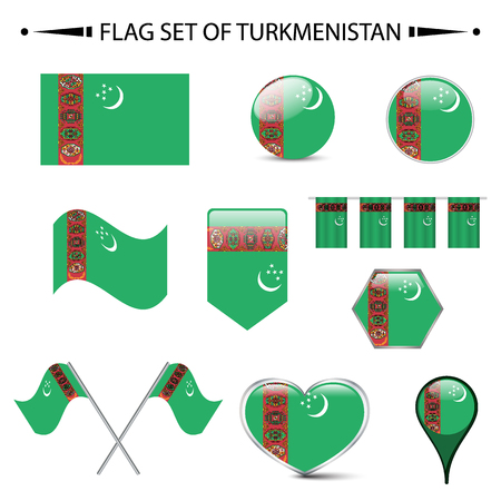flag of TURKMENISTAN vector setのイラスト素材
