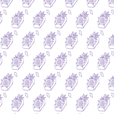 vector illustration flower doodle pattern on white backgroundのイラスト素材