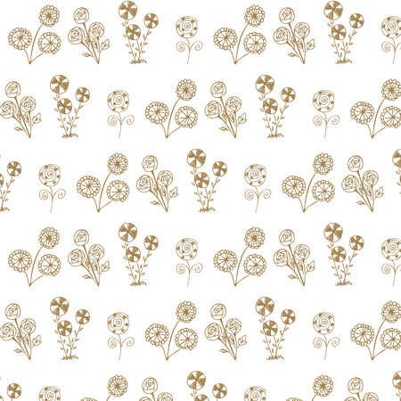 vector illustration flower doodle pattern on white backgroundのイラスト素材