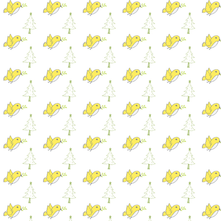 vector illustration of doodle cute bird theme pattern backgroundのイラスト素材
