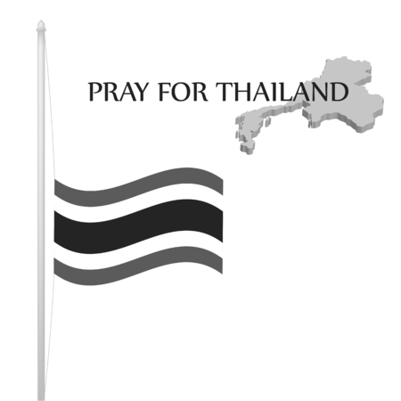 Vector illustration of Thai flag was lowered to half-mast for the king of Thailandのイラスト素材