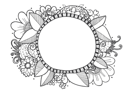 doodle lines hand drawing frame designs vector illustrationのイラスト素材