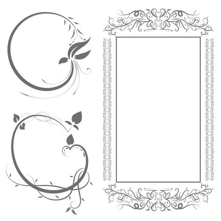 Vector set of calligraphic decorative vintage frameのイラスト素材