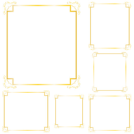 Golden vintage frames vector design elementsのイラスト素材