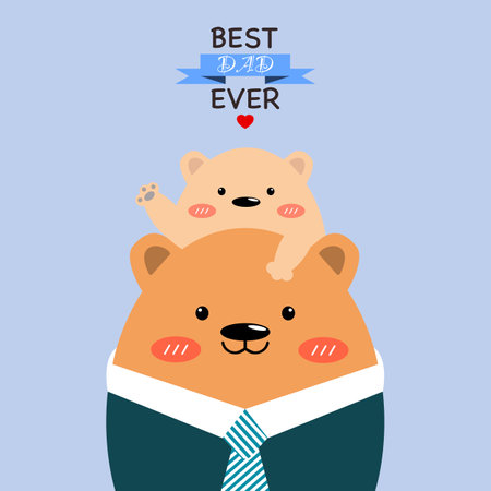 Cute father and son bear vector for fatherâs day card designのイラスト素材