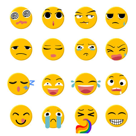 Set of emoji icon vector design. World Emoji day concept on July 17のイラスト素材