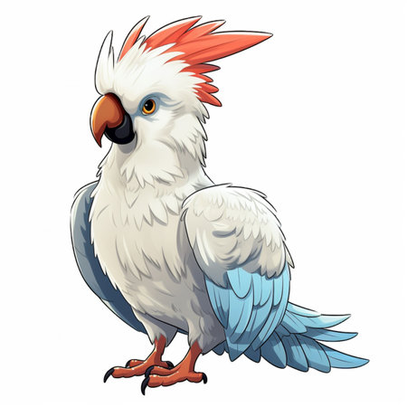 Cockatoo bird isolated on white background.  Ai Generatedの素材