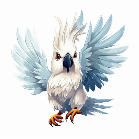 Cockatoo bird isolated on white background. Ai Generatedの素材