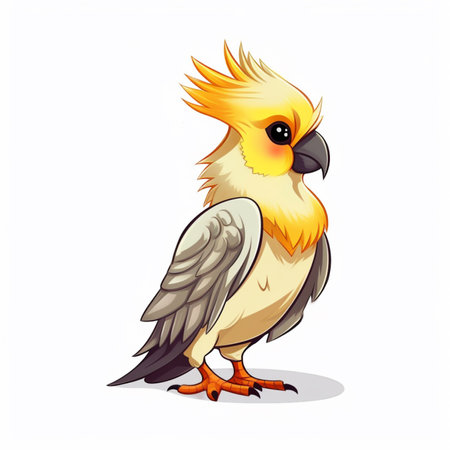 Cockatoo bird isolated on white background. AI Generatedの素材