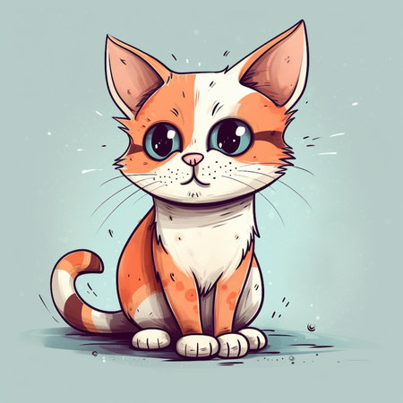Cute cartoon cat with big eyes.illustration for your design. AI Generatedの素材
