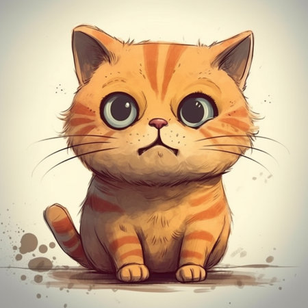 Cute ginger cat with big eyes. illustration for your design, AI Generatedの素材