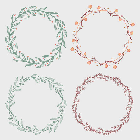 Set of floral wreaths. Floral frame. Vector illustration.のイラスト素材