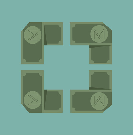 banknote fold and form in circle shapeのイラスト素材