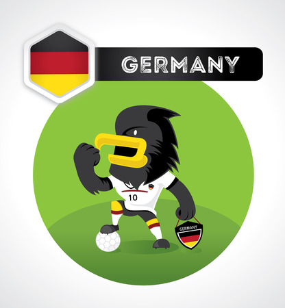black eagle soccer character in soccer suit with Germany national emblemのイラスト素材