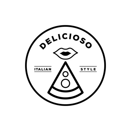 delicious italian pizza logo design with mouth icon in minimal lookのイラスト素材