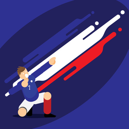 France soccer player dab celebration template design with flat character designのイラスト素材