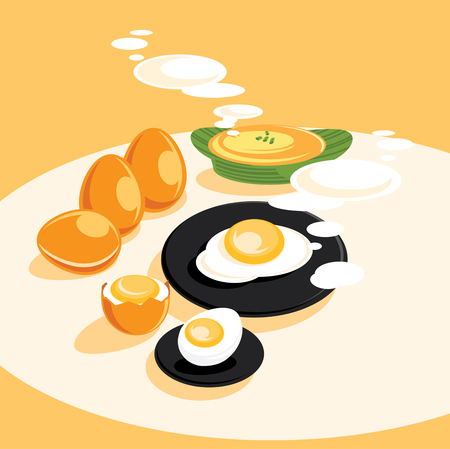 color fresh egg cooking menu vector illustrationのイラスト素材