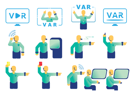 video assistant referee graphic element vector illustration with referee action in gameのイラスト素材