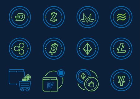 digital coin and wallet icon set vector illustrationのイラスト素材