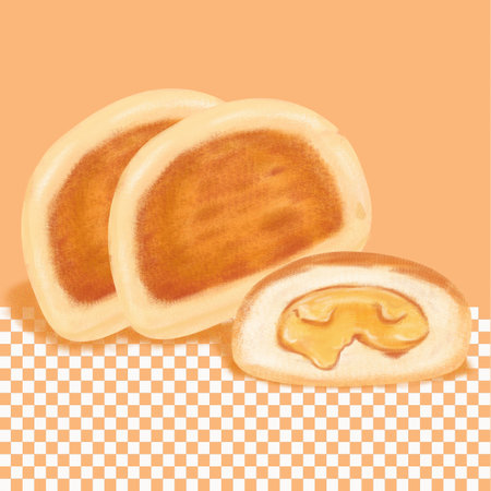 creamy custard bun hand drawing illustrationの写真素材